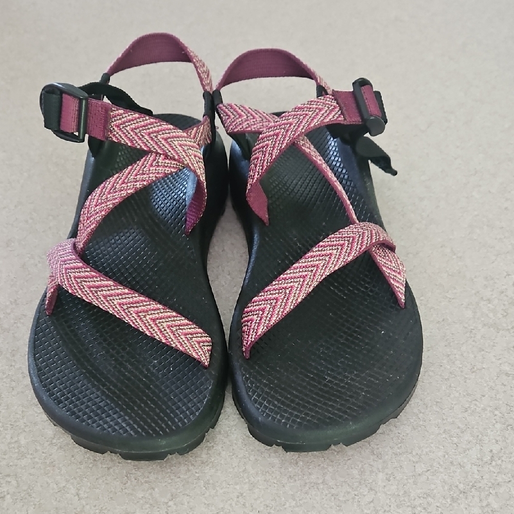 Black and Pink Chaco Sandals
